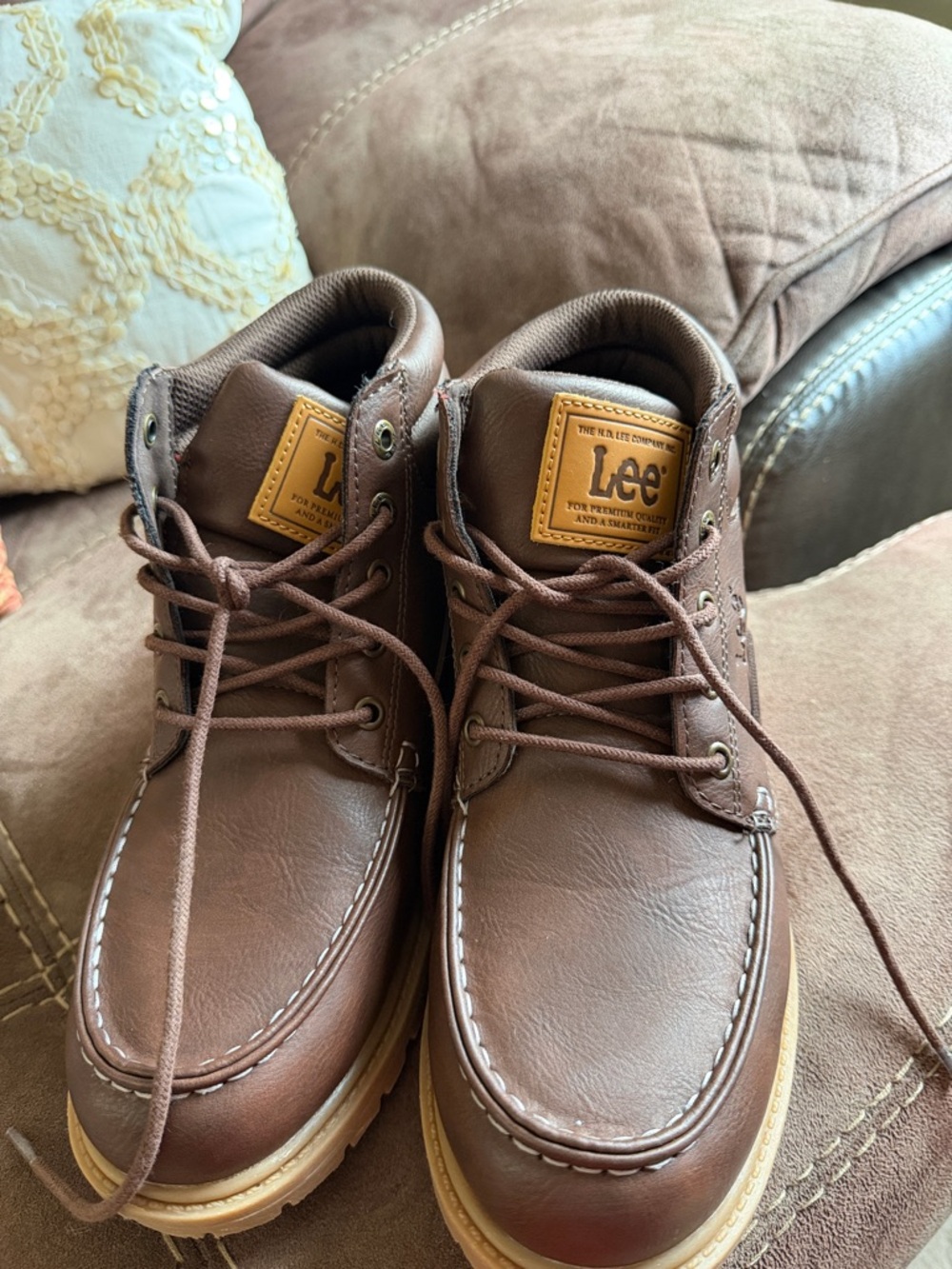 Lee Men’s Brown Lace-Up Casual Work Boots